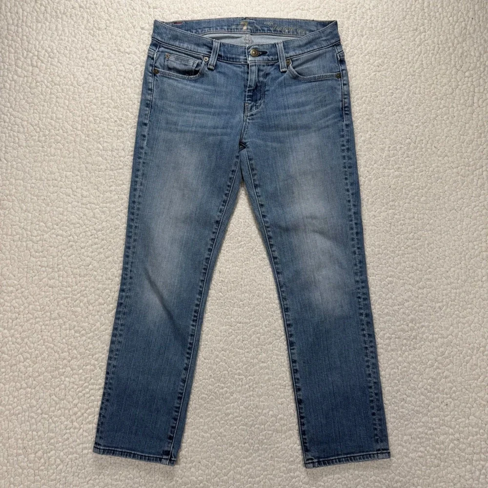 7 For All Mankind Crop Straight Jeans Womens 25 (Actual‎ 28x24) Blue Boho Casual